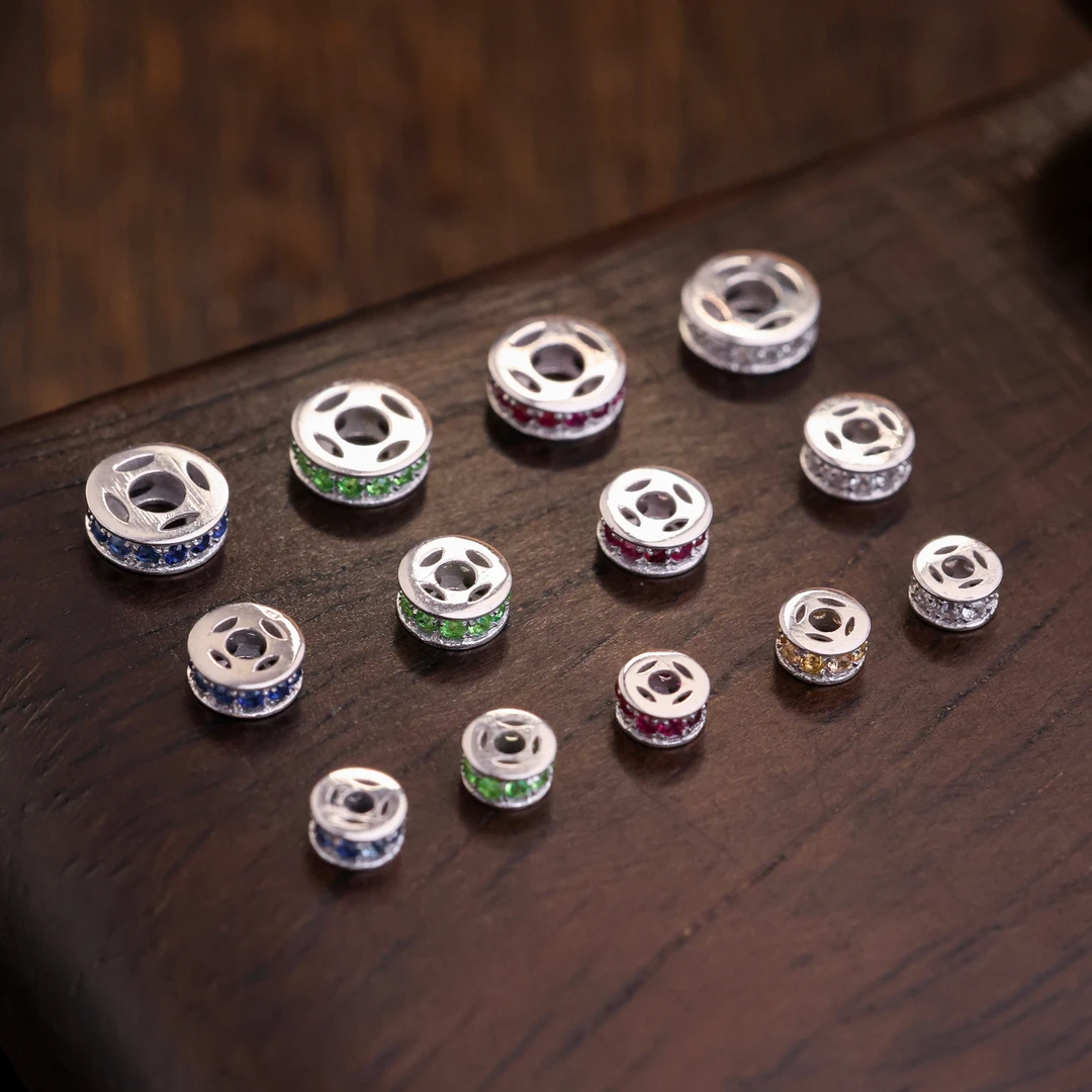 【金豆】18K金奢定天然豪镶K白直切隔片垫片隔珠文玩手串DIY配件C