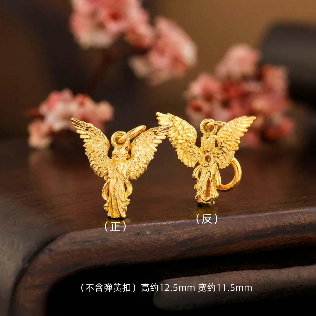 【金豆】18K金精工款小天使滴溜挂坠C