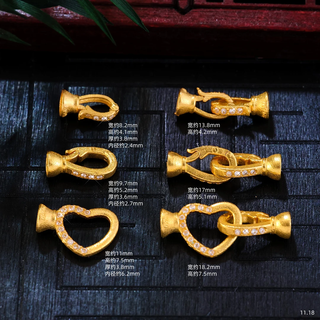 【金豆工厂】18K金豪镶拳头扣万能扣吊坠扣手链扣连接扣+爱心扣E