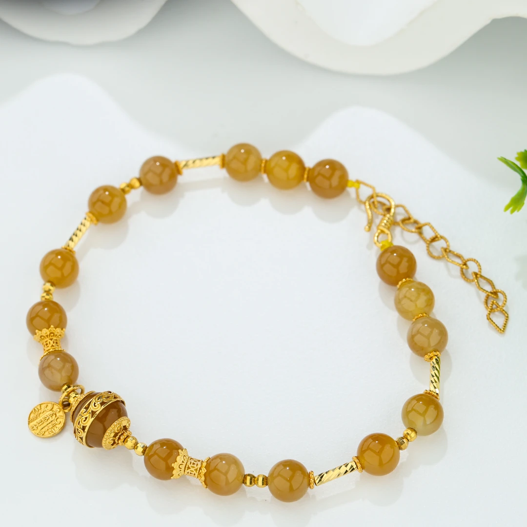 【金豆】18k金和田玉糖玉高定款手链