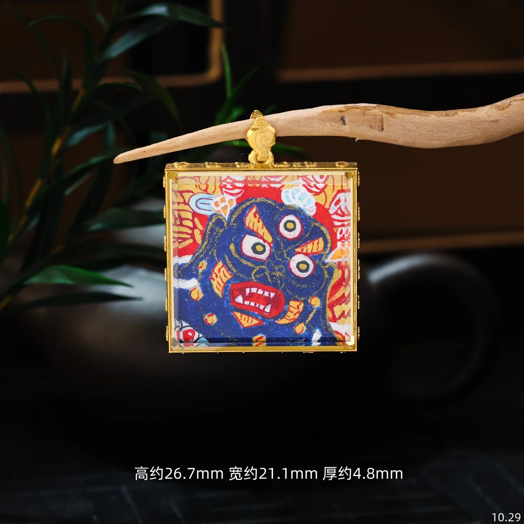 【专享特蕙】18K金大黑天唐卡吊坠手绘热贡金卡H