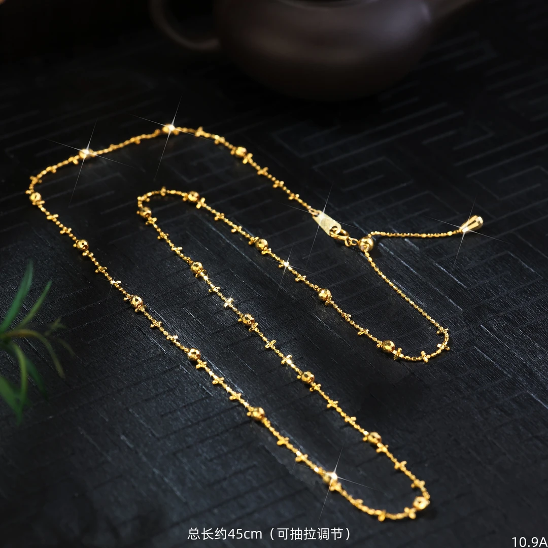 【金豆工厂】18K金可抽拉调节仙女链满天星锁骨链轻奢闪耀灵动项链A