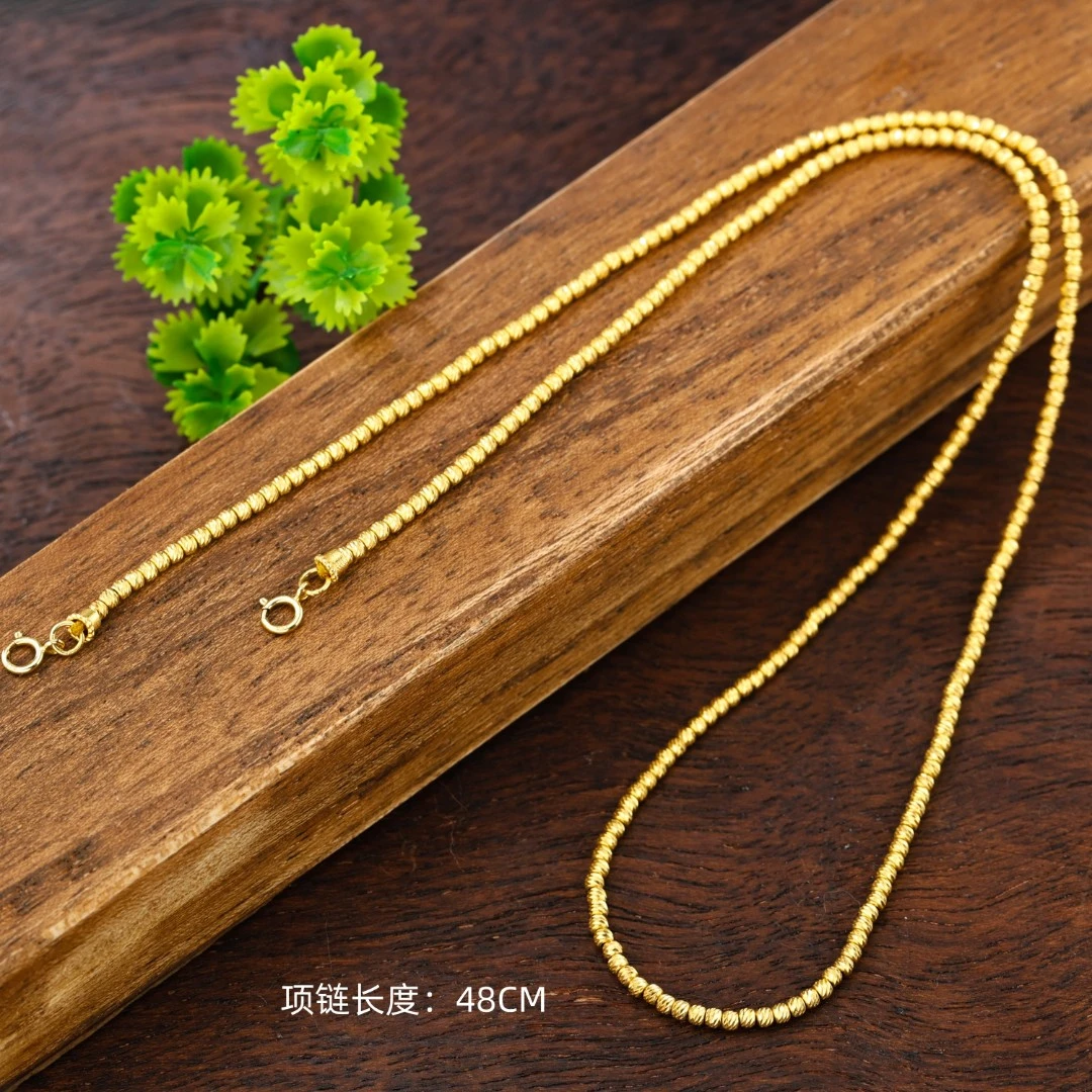 【金豆珠宝原创定制】18K时尚爆闪车花万能百搭金项链