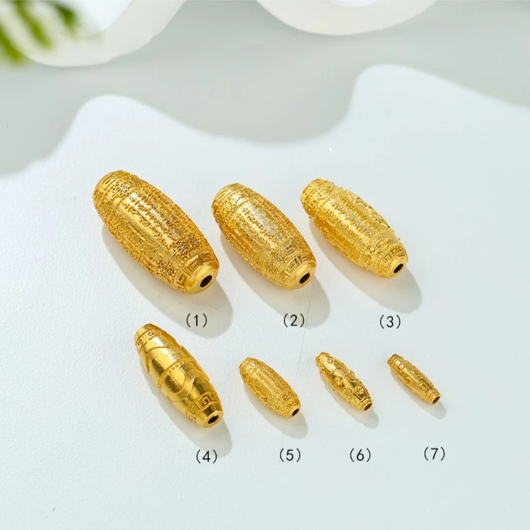 【金豆珠宝】18K金重工版五条杵杵虎牙十二眼桶珠转运珠合集-JC9085