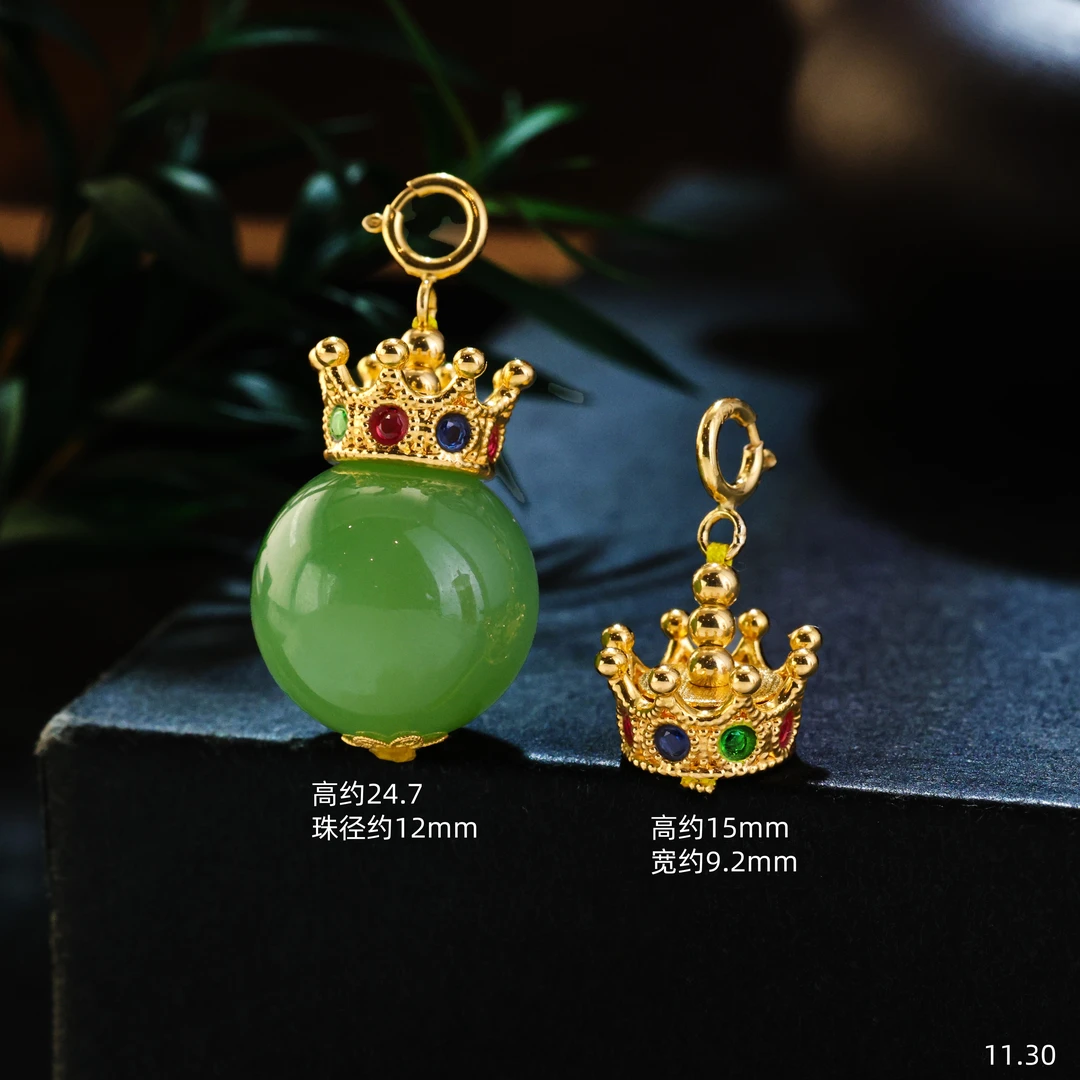 【金豆原创】皇冠套装||18K金豪镶皇冠扣头吊坠挂坠DIY套装万能扣D
