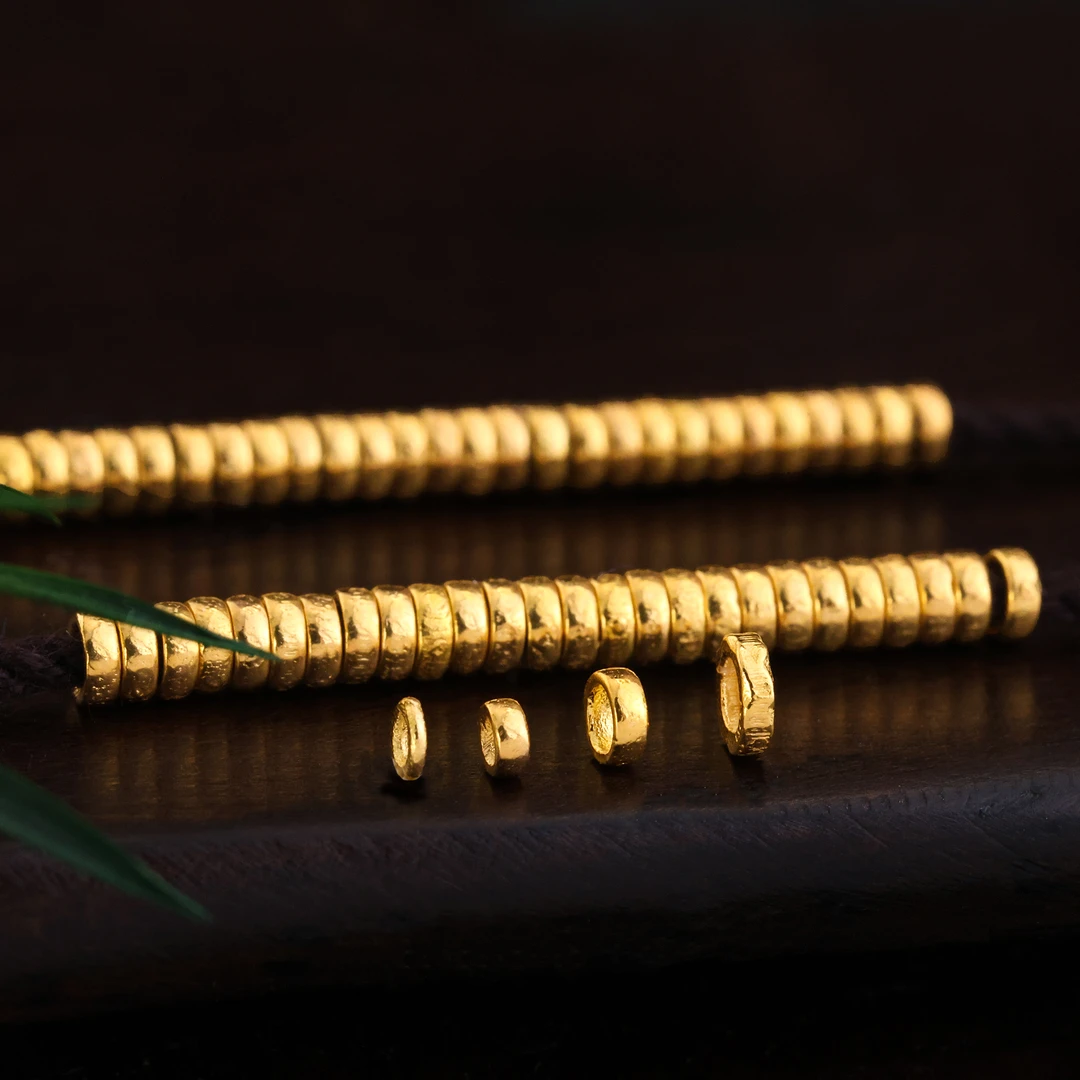 【金豆】18k加宽版！实心金海棠小金圈隔珠隔片卡环直切老型圆珠