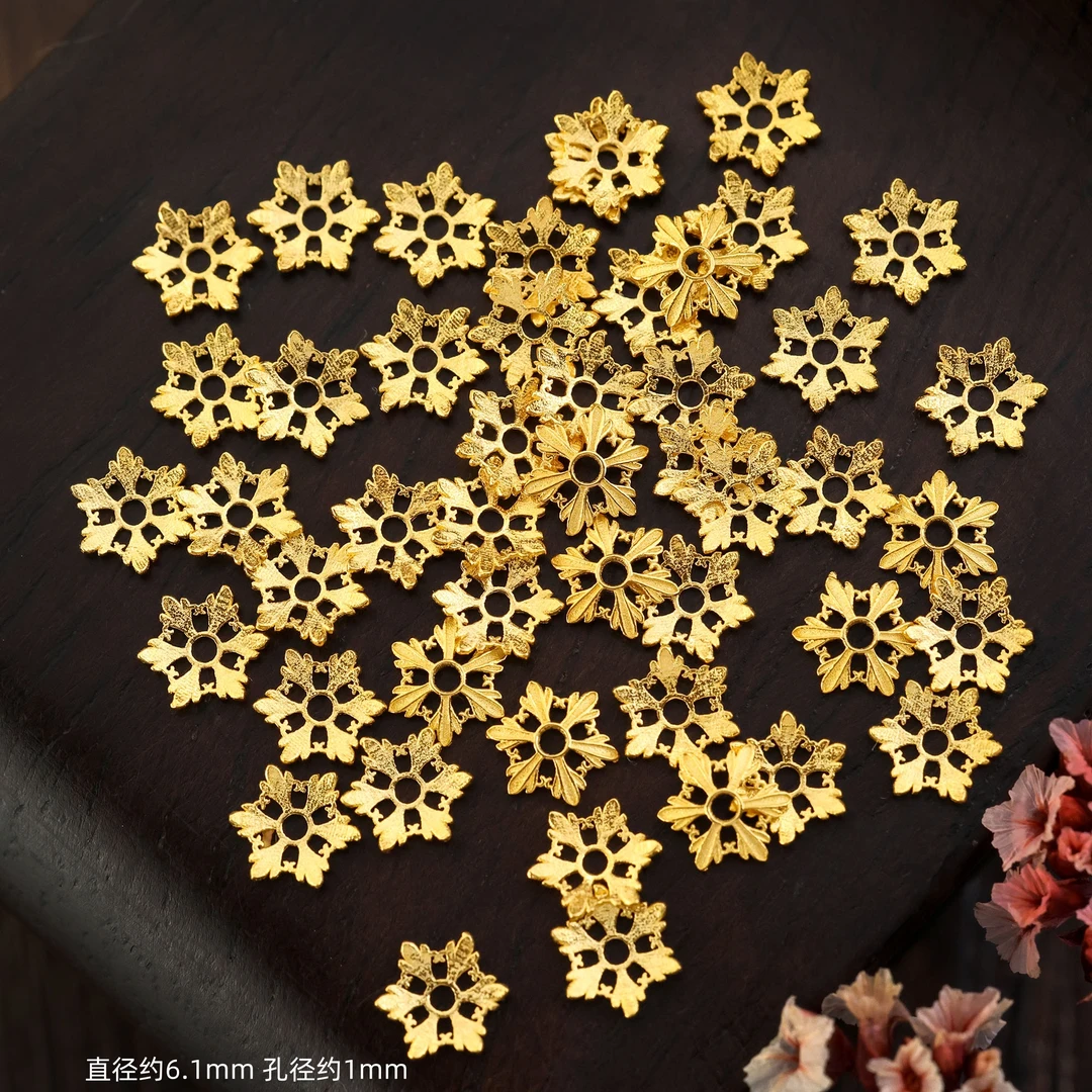 【金豆工厂】18k金雪花花托花帽隔珠隔片垫片底托珠串手链项链配件