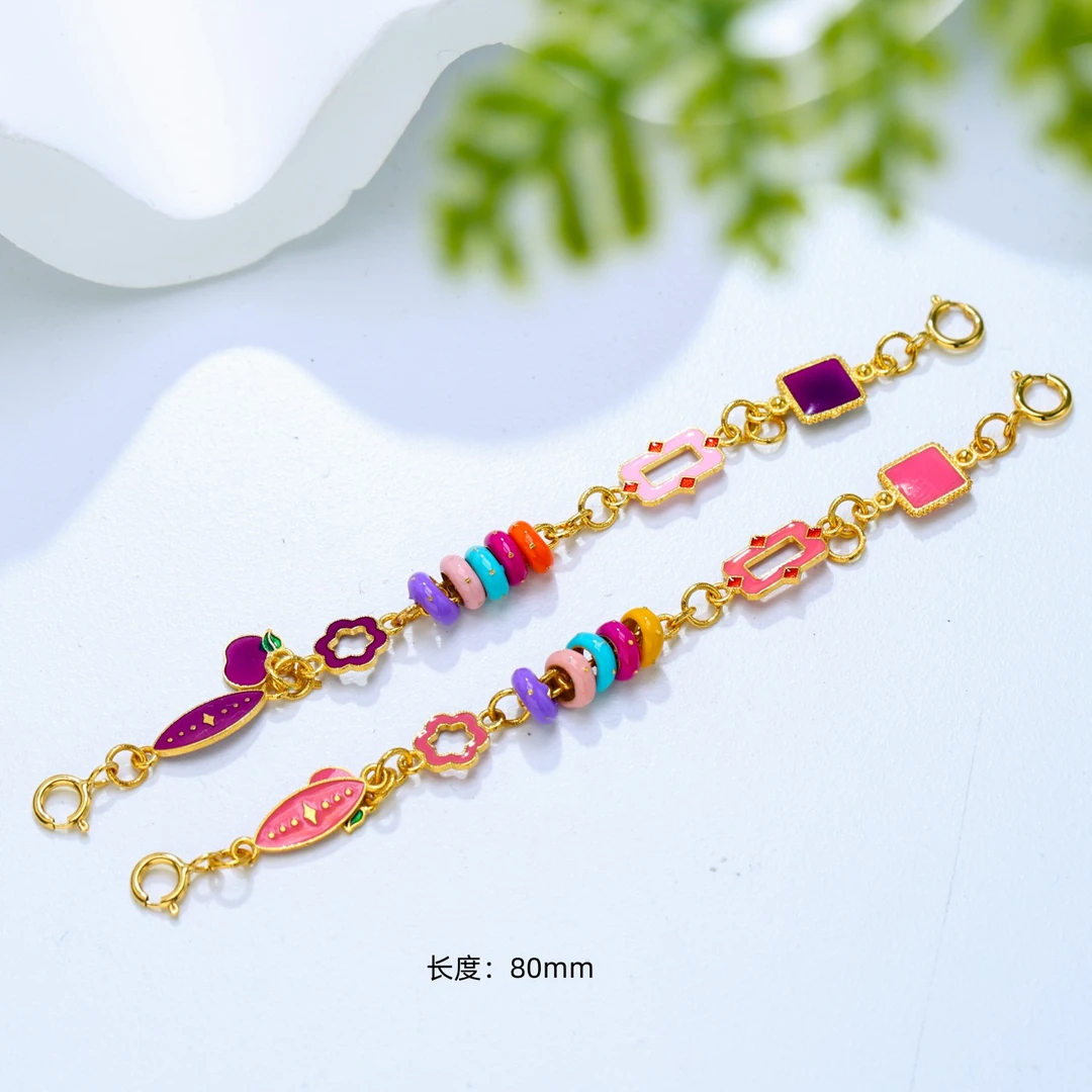 【金豆珠宝】18K古法烧蓝几何甜甜圈延长链 JC2056