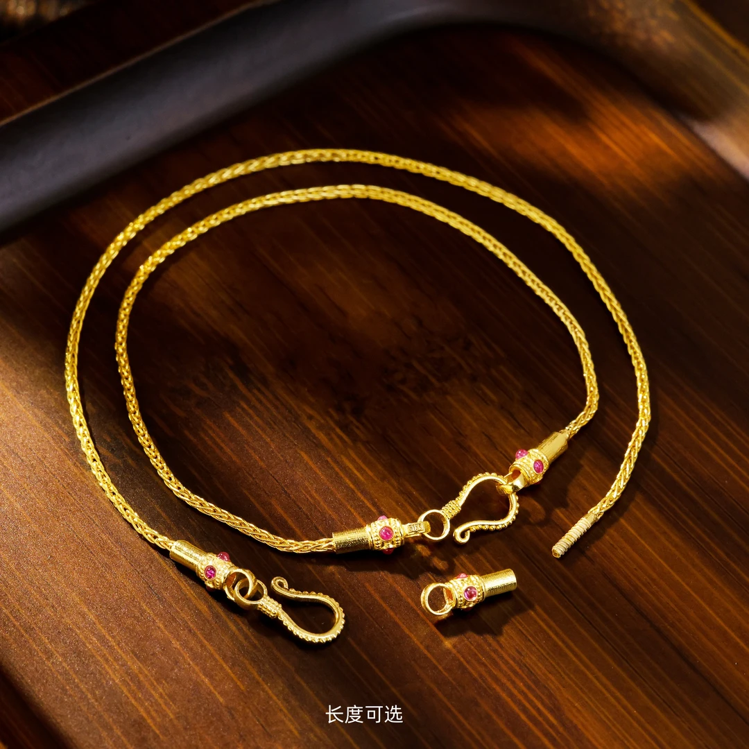 【金豆原创】18k金万能手链串路路通转运珠加粗蛇骨链（可拆开穿珠）E
