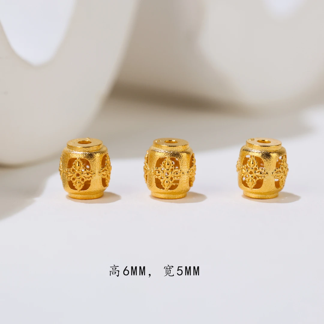 【金豆珠宝】18K金杵杵中穿桶珠DIY设计款配件 JC2045 (多样性发一）