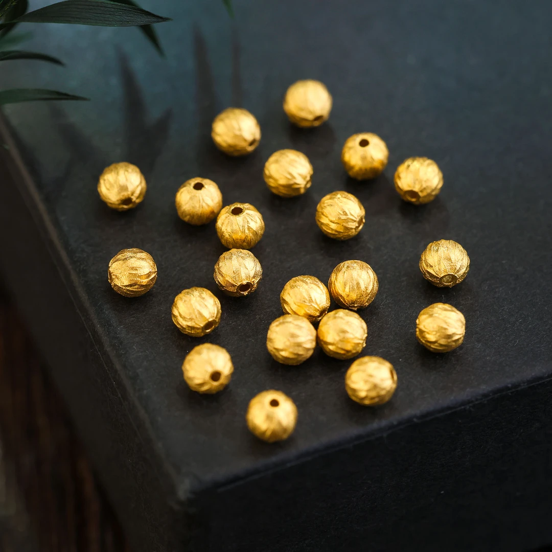 【团价】4颗||18K金羽毛珠转运珠隔珠E