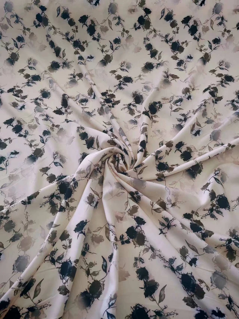 【黑玫瑰】新款香云缎绵绸黑玫瑰布料.NO：21，不支持七天无理由