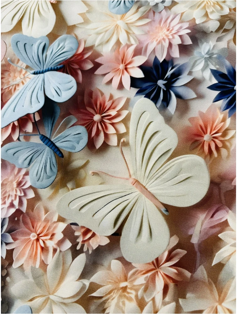 【花飞蝶舞】新款3D绵绸布料.NO：1，不支持七天无理由