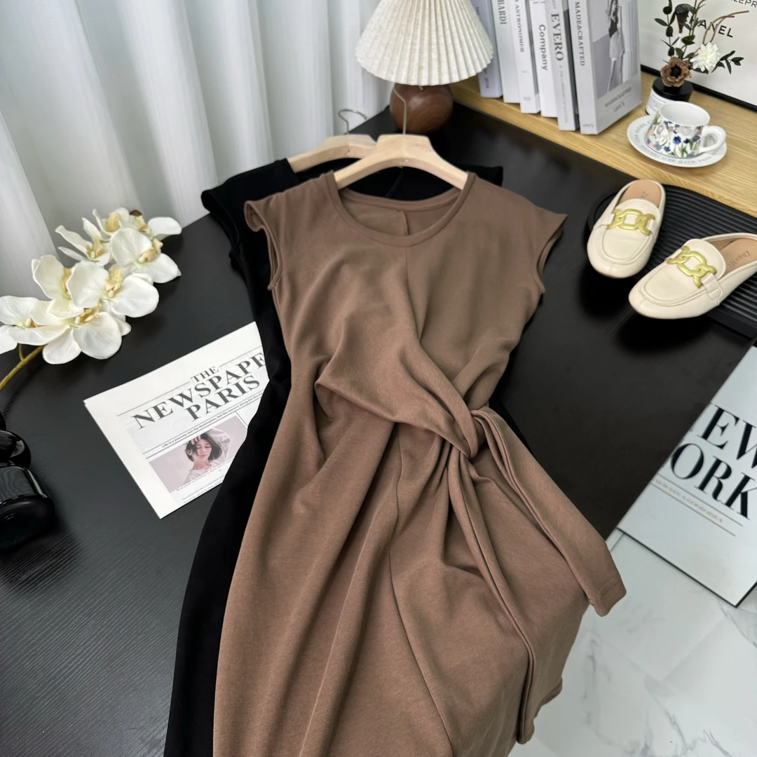 夏季新款不规则长裙遮肉显瘦气质休闲风女装连衣裙20544