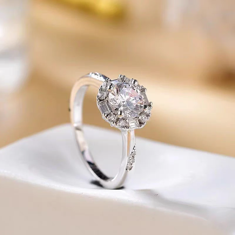 925银莫桑石戒指 （莱绅通灵）0.5—1克拉经典时尚百搭好看