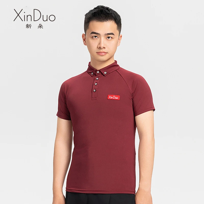 新朵男士国标舞上衣夏季新款短袖速干摩登舞服拉丁舞交谊舞练功服