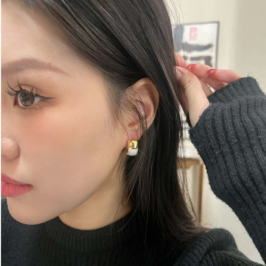 铜合金耳饰 A220好事成双张嘉妮同款滴釉耳环女新款潮高级感时