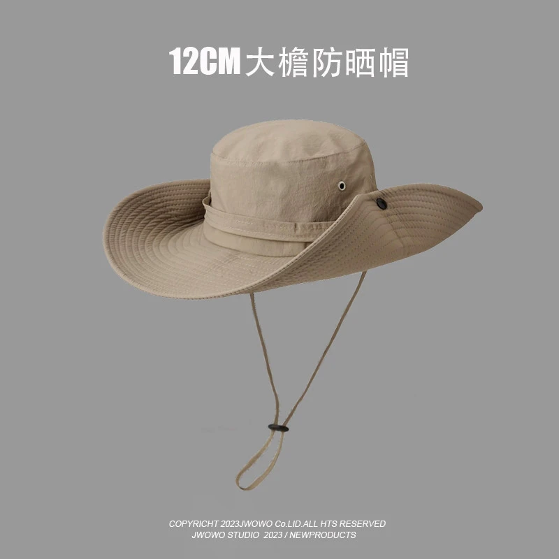 大帽檐户外徒步登山帽渔夫帽女夏季薄款西部牛仔帽遮阳钓鱼帽子男