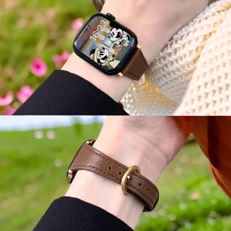 适用苹果S11手表小蛮腰高质感小羊皮applewatch表带iwatch10代SE