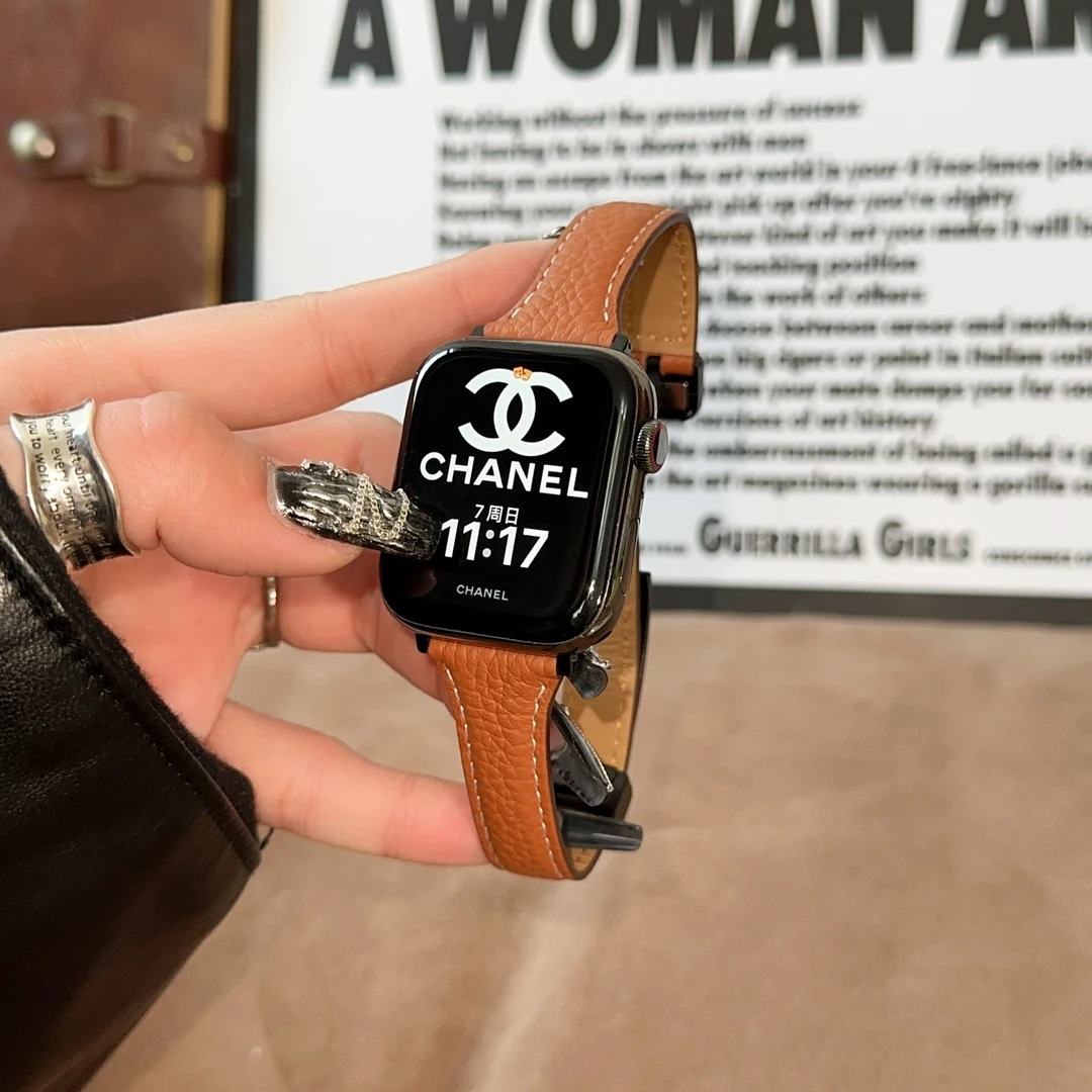 小蛮腰荔枝纹磁吸扣苹果表带适用于applewatch3456789代iwatch