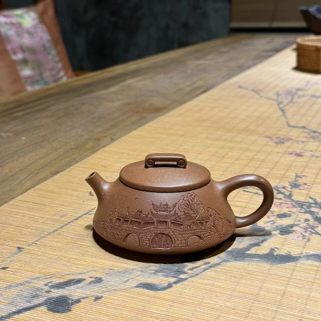 高晔降坡泥江南春线瓢紫砂壶（爽）