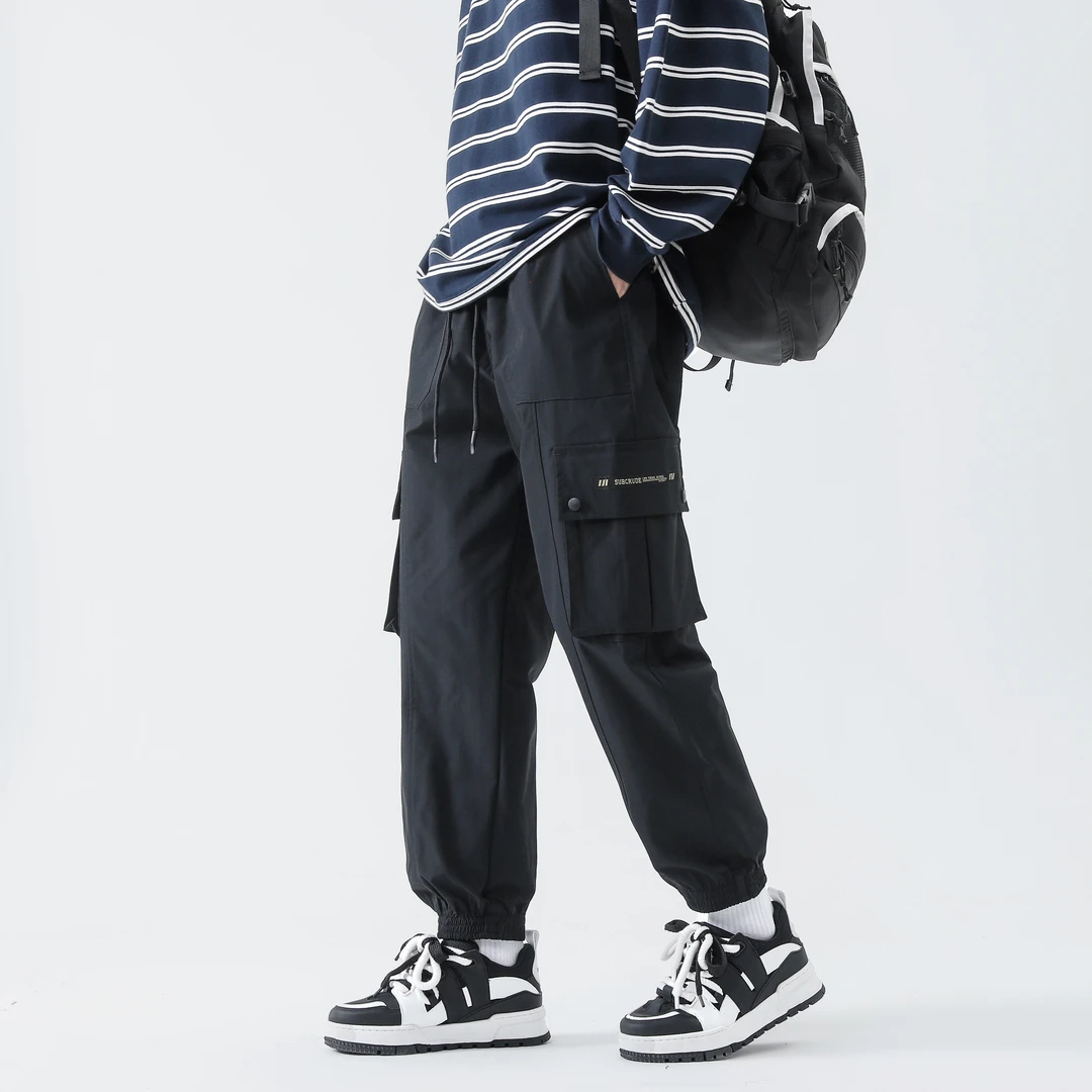 秋冬新款男士2023休闲束脚裤潮流大码多口袋高街中性韩版工装裤男
