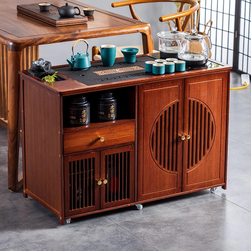 移动茶车小茶台茶桌家用实木茶车烧水壶一体茶水柜茶边几功夫茶盘