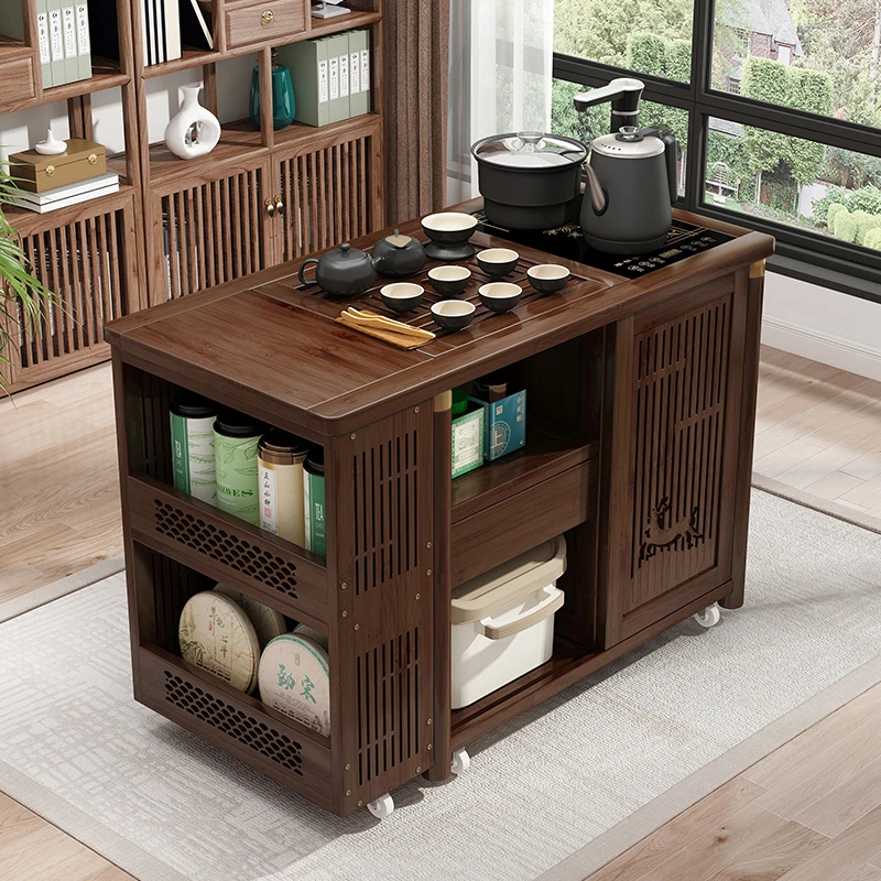 移动茶台小茶桌带轮茶几家用客厅茶水柜功夫茶具套装烧水一体茶车