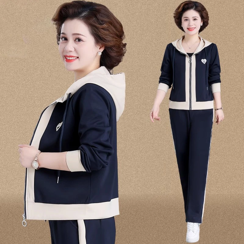 妈妈秋装套装洋气2025新款中年女运动服时尚两件套中老年春秋外套