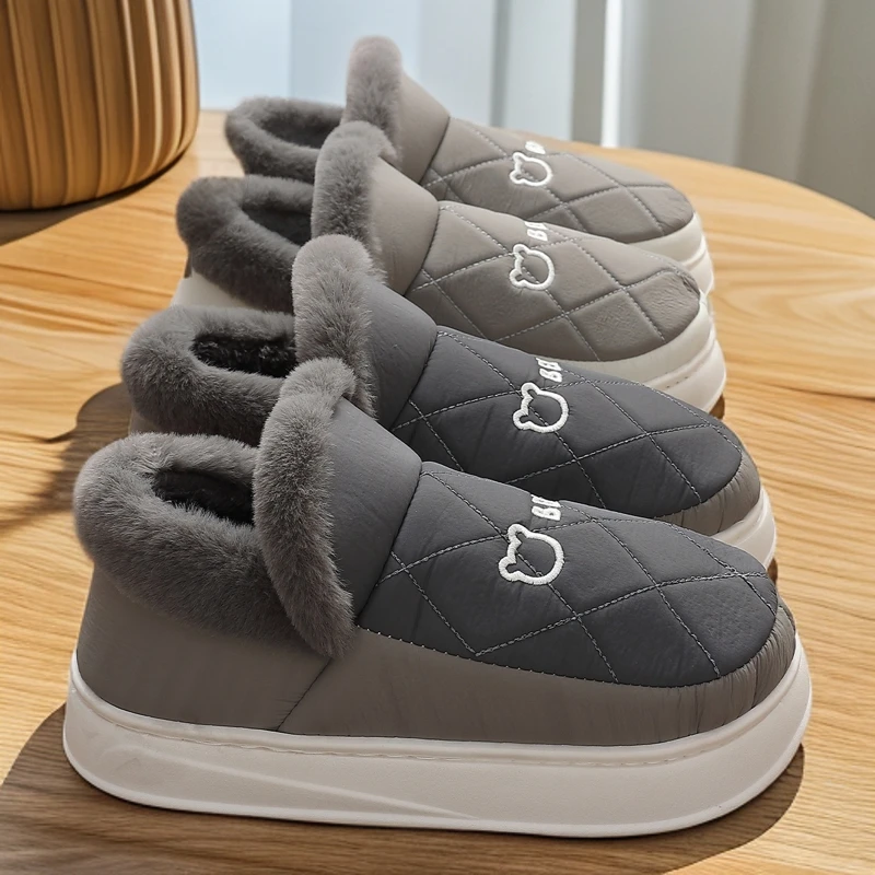 棉拖鞋男士冬季2024新款室内家居保暖厚底防滑防水羽绒包跟棉拖鞋