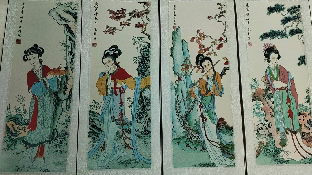 刺绣四条屏-四美（4*35*130）