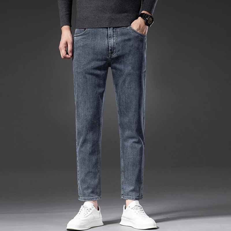 秋冬九分牛仔裤男2025新款时尚百搭小个子男装裤子修身直筒裤学生