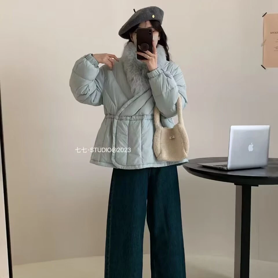 【清仓】 Herna  韩系狐狸毛收腰羽绒服0368