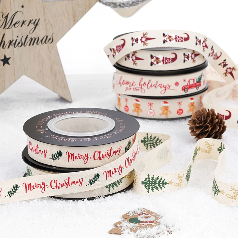 1.6cm圣诞丝带精品烘焙礼物包装缎带圣诞节彩带装饰品绸带DIY棉带