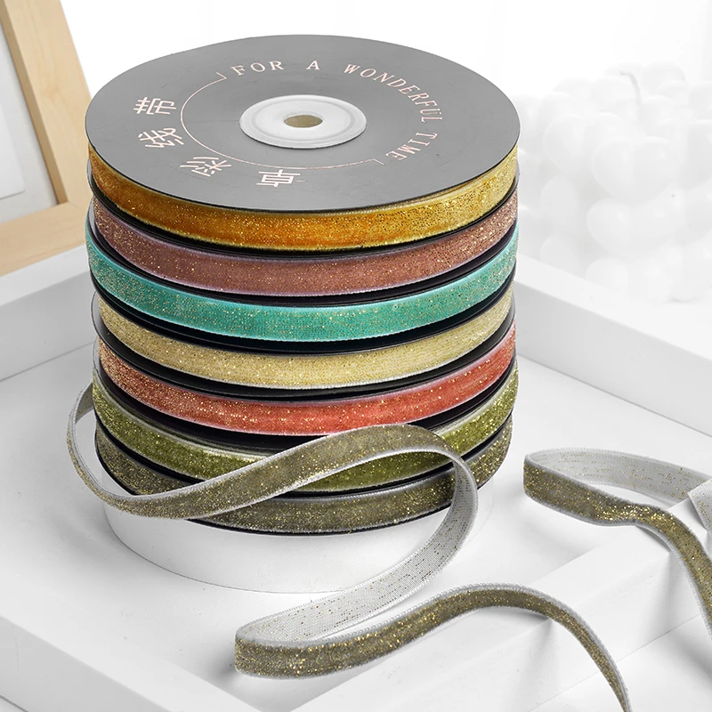 1cm天鹅绒面丝带植绒带手工diy绒带项链颈脖服装辅料装饰毛绒彩带