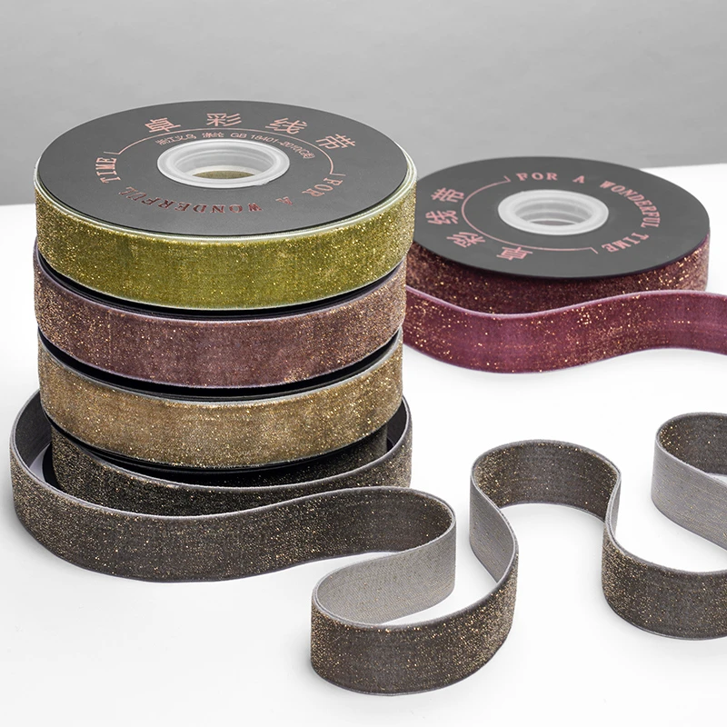 2.5cm金丝绒带绒面装饰丝带蝴蝶结植绒带单面天鹅绒服装辅料包边