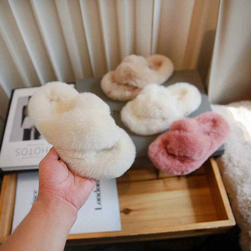 回力瑞女童棉拖鞋秋冬卡通居家室内儿童拖鞋防滑外穿鞋女孩毛毛鞋