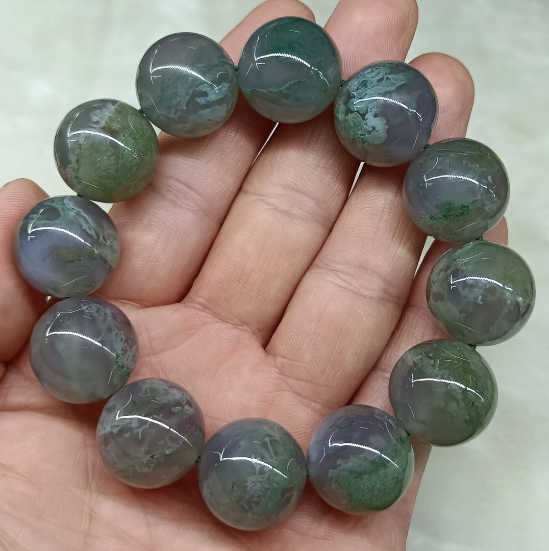 天然水草玛瑙18毫米男款高档手串