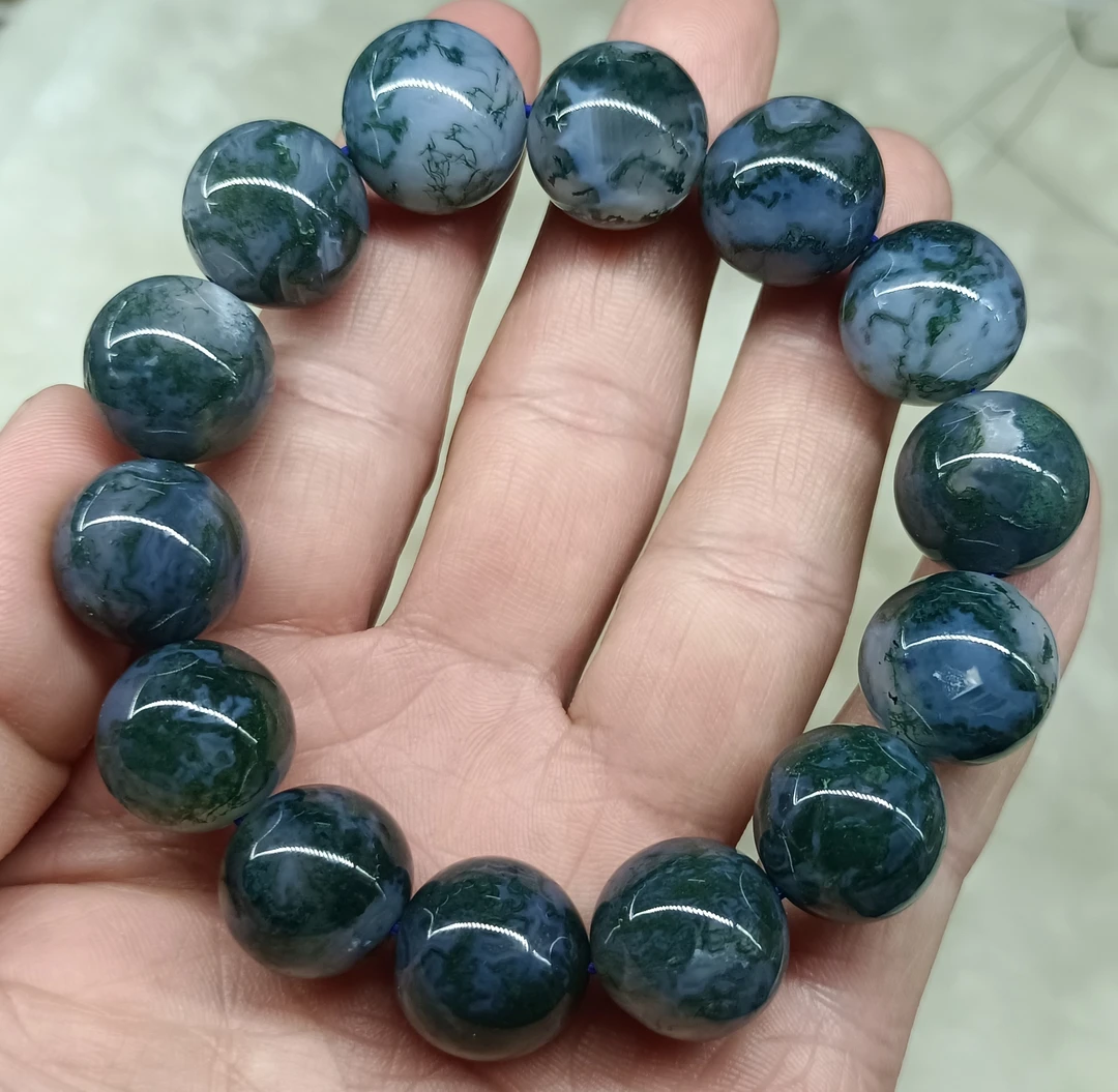 天然水草玛瑙16手链毫米园珠男款高档时尚手串