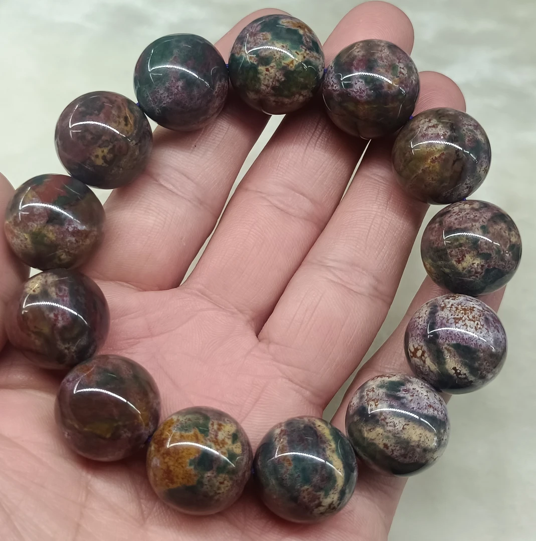 天然七彩玛瑙18毫米园珠男款时尚高档手串