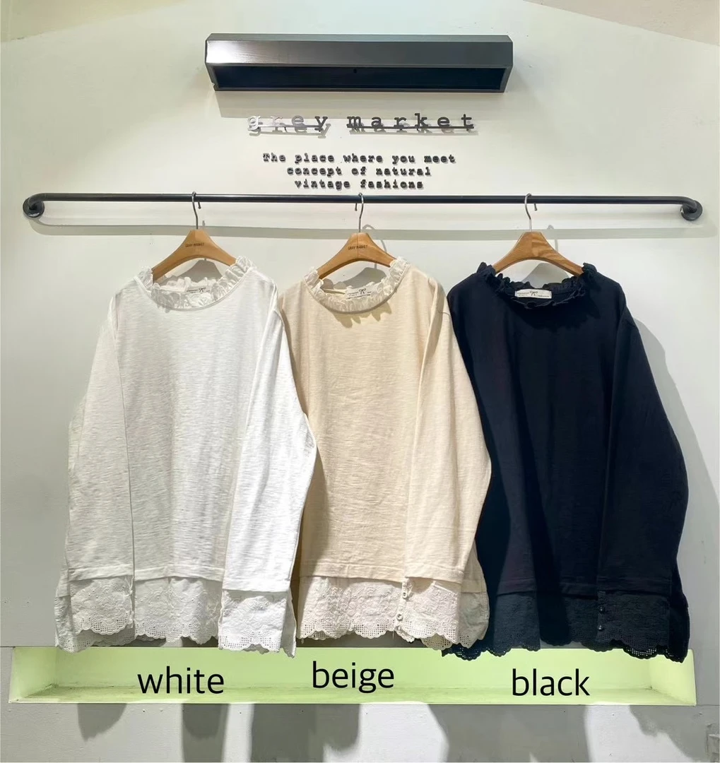 东大门正品-蝴蝶结家花边领口T恤（no退no换）2508279