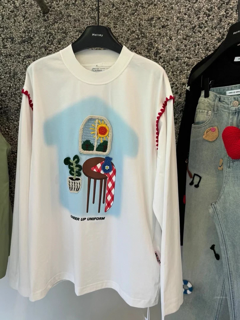 【毛线窗台】小众潮牌设计妈妈家的窗台手工毛线立体编织T恤