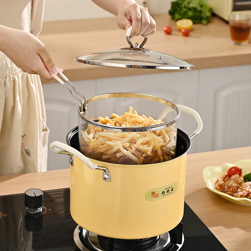 品品优油炸锅家用天妇罗专用炸串串多功能炸炸壶带滤网省油小炸锅