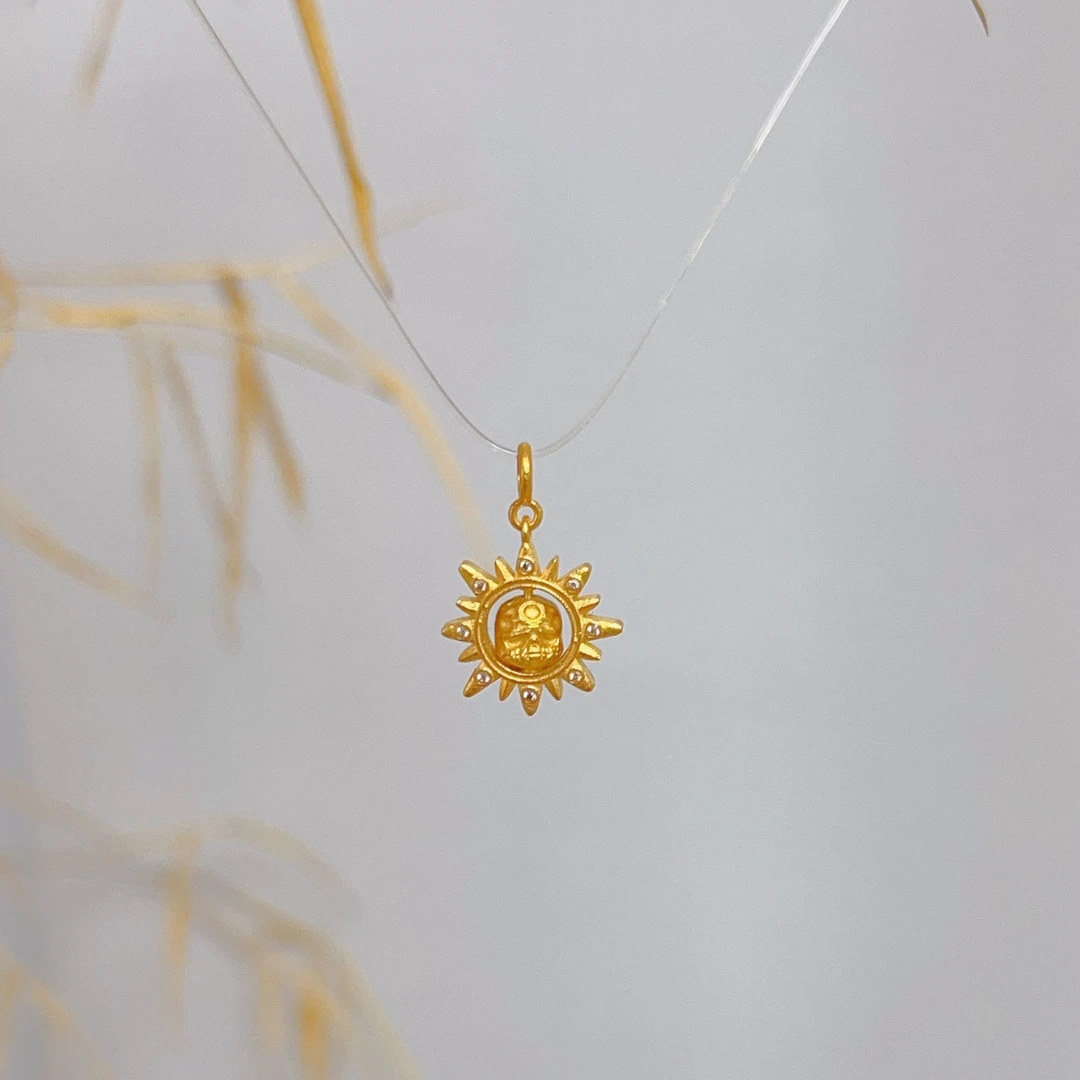 18K厚金精工太阳阿呆旋转万能滴流挂件