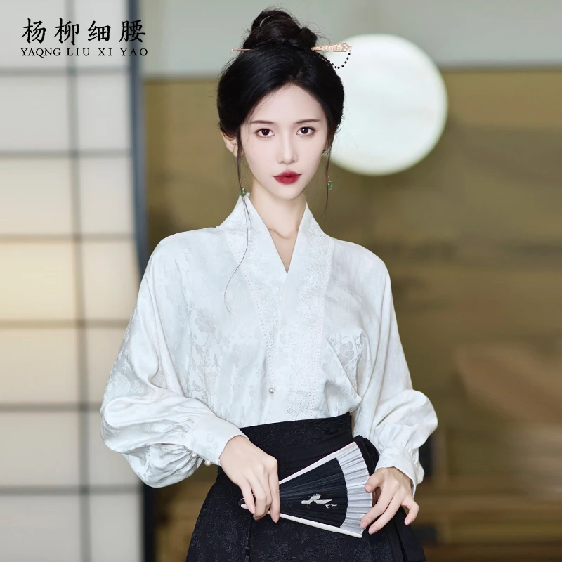 改良汉服古风女装2024新款新中式轻国风交领飞机袖上衣搭配马面裙