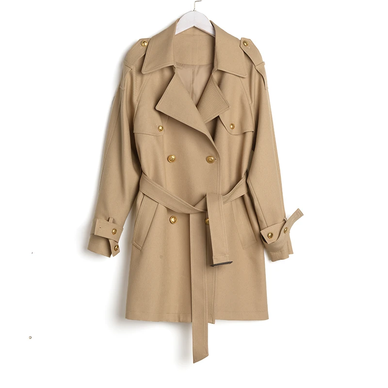 【23355】2024年秋季新双排扣休闲百搭外套英伦风宽松风衣女