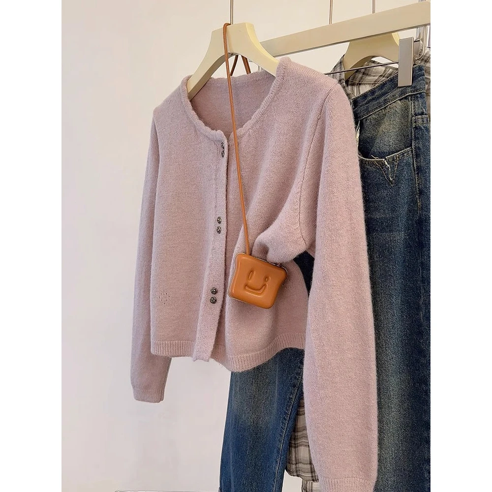 温柔开衫短款慵懒风针织毛衣小香风新款上衣外套女士春秋季长袖