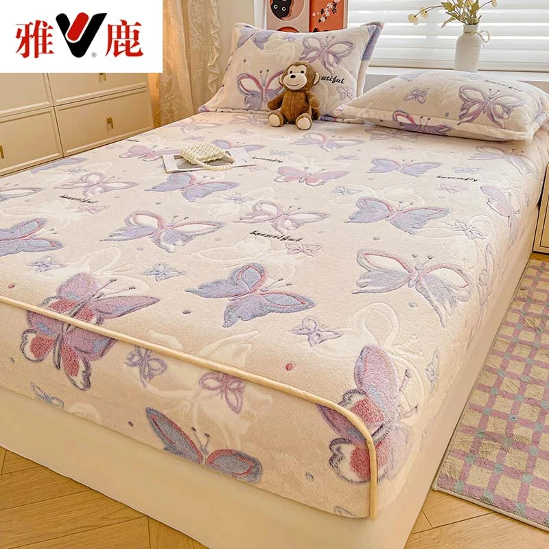 雪花绒床笠单件珊瑚绒床套罩防滑全包单人牛奶绒床垫保护罩