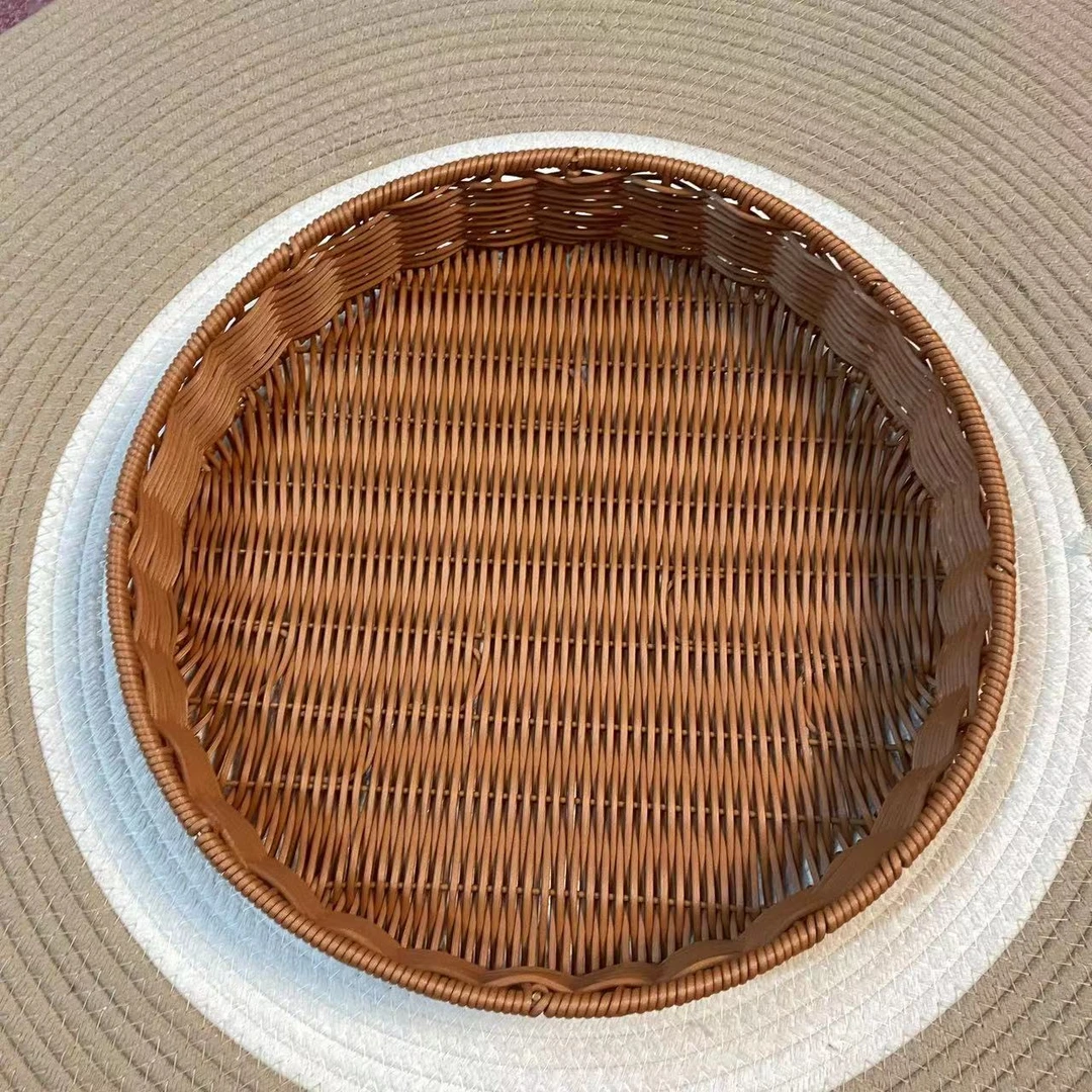 G88棕色圆形加固收纳馒头框纯手工编织大号30*7