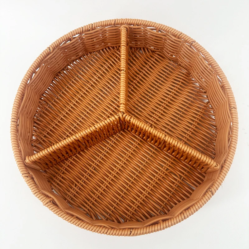 G177（1）棕色圆形收纳三边形轻奢风点心蓝纯手工编织28*6